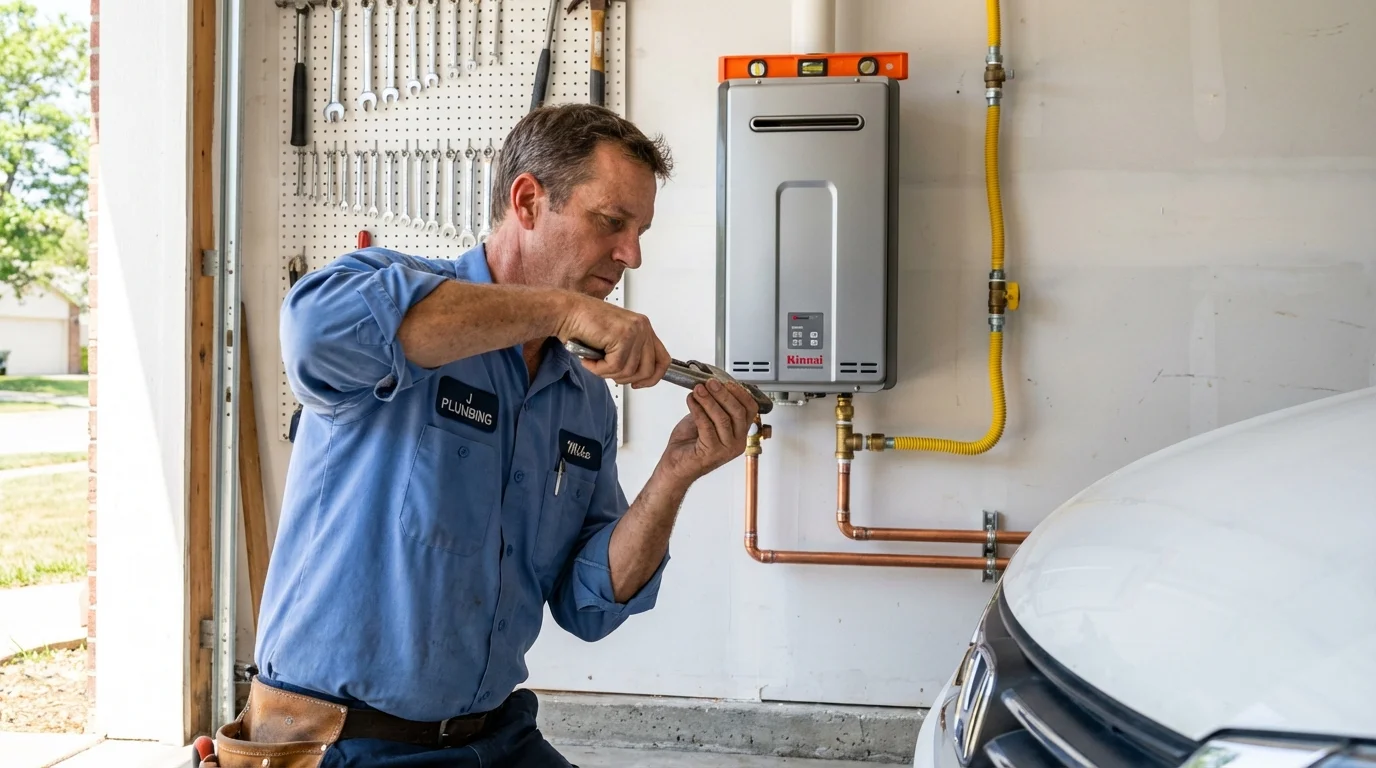 Tankless water heater installation by a Johns Plumbing LLC plumber in Claremore
