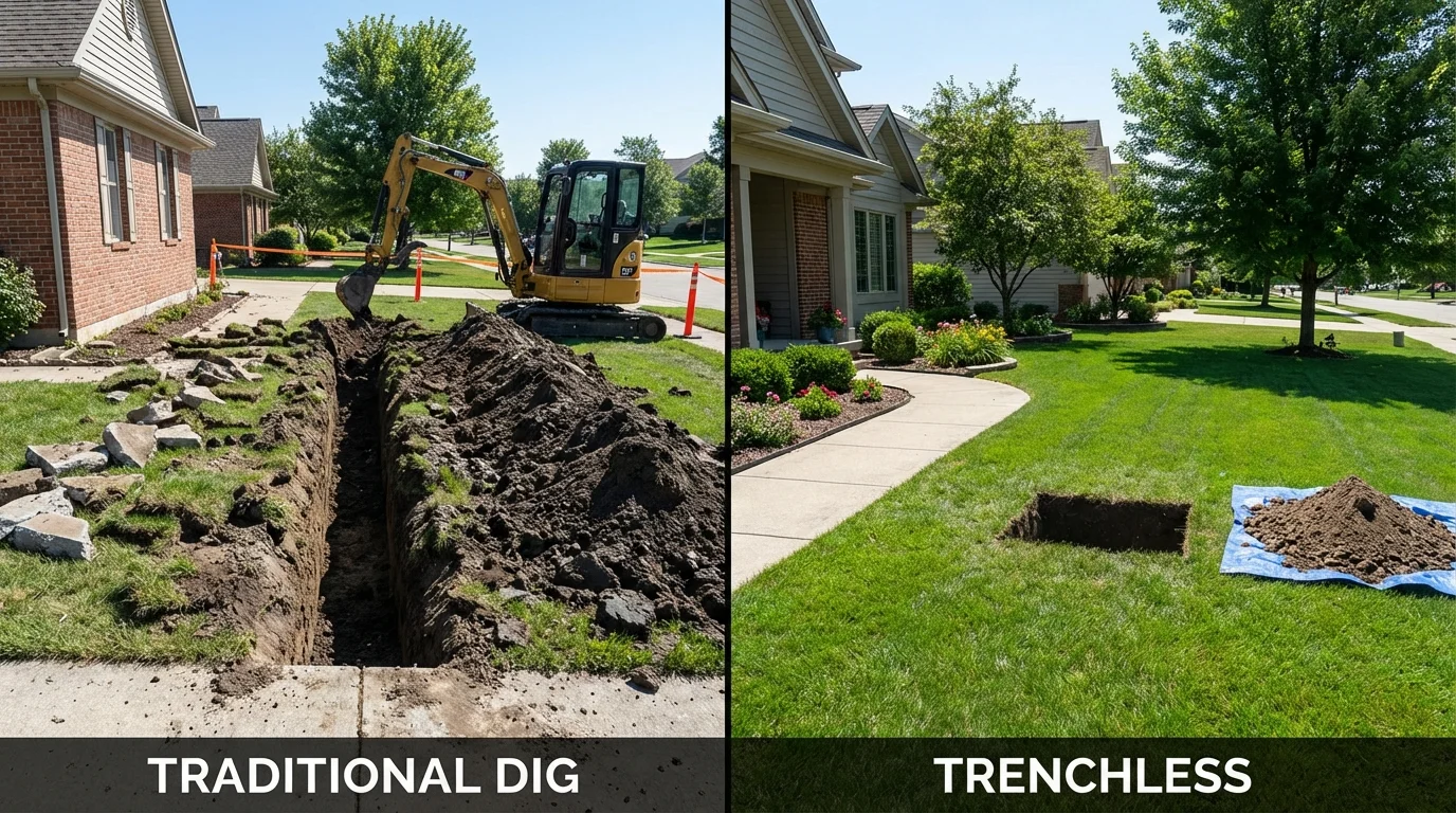 Trenchless sewer repair with minimal yard damage versus traditional excavation in Claremore, OK